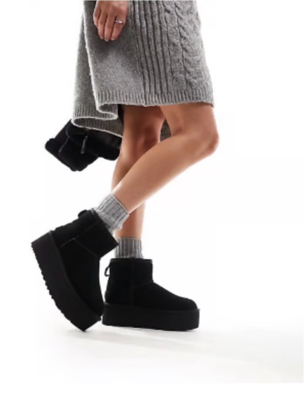 UGG Classic Mini Platform boots booties featuring thick soles and suede uppers.
